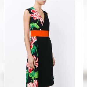 Stella McCartney Black Floral Colorblock Sleeveless Wrap Dress size 44